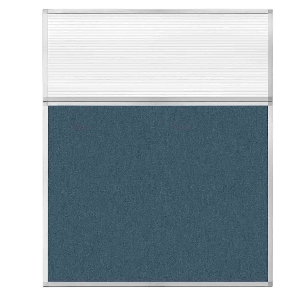 Hush Panel Configurable Cubicle Partition 5' x 6' W/ Window Caribbean Fabric Clear Fluted Window
